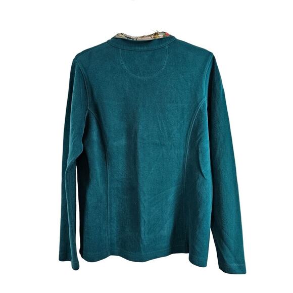 Tommy Bahama Womens Pullover Sweater Size M Floral Satin Trim Snap Collar - Picture 8 of 8